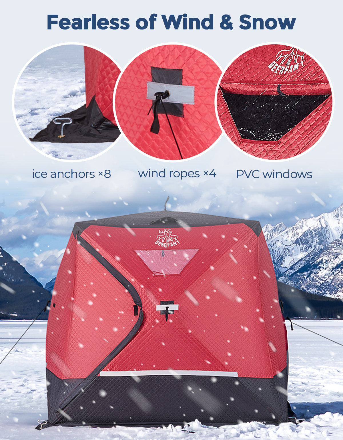 Upgrade 3-4persons Winter Ice Fishing Tent Outdoor Camping Thickened Cotton  Warm and Cold Proof Automatic Ultralarge Snow-proof