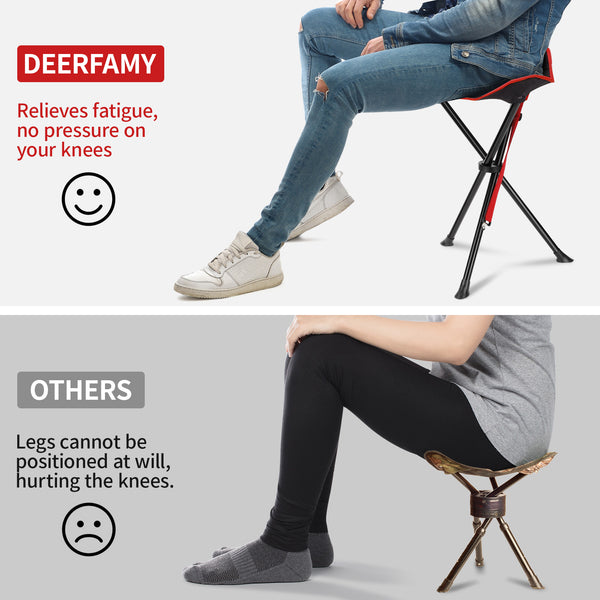 DEERFAMY Camping Stool 3 Legged Hold up to 225lbs Portable Tripod Seat